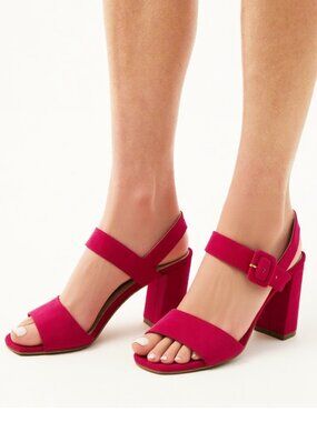 Prada Fuchsia Suede Block Heel Ankle Strap Sandals Size 39